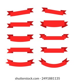 Set of flat vector ribbons banners flat