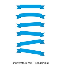 Set flat vector ribbons blue