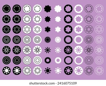 Set of flat vector shapes, circles, ornaments , cut files, tattoo designs