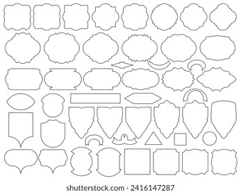 Set of flat vector shapes, frames, badges, cut files, contours