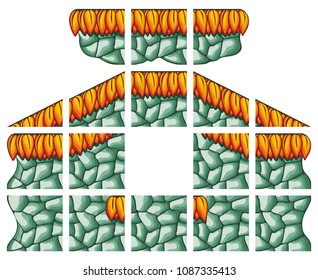 set of flat vector tileset for creating game background