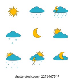 set of flat vector weather icons