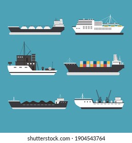 Set Ships Modern Flat Style High Stock Vector (Royalty Free) 493431409 ...