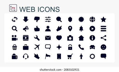 A set of flat vector web icons. Editable, isolated.