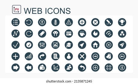 A set of flat vector web icons. Editable, isolated. Round shape.