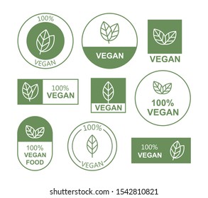 Coloque un icono vegano plano sobre fondo blanco. Biografía, Ecología, logotipos y distintivos orgánicos, etiqueta, etiqueta. Diseño de ilustración de vector