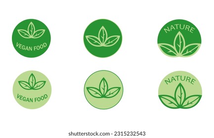 Coloque un icono vegano plano en el fondo blanco. Biografía, Ecología, Logotipos y distintivos orgánicos, etiqueta, etiqueta. Diseño de ilustración de vector