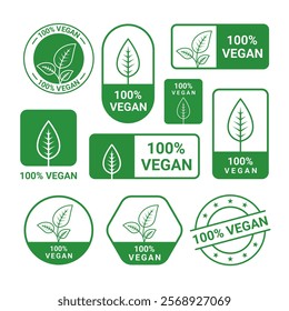 Set flat vegan logo icon on white background
