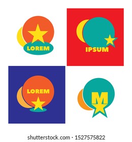 Set of flat vektor star, sun, moon, earth for logo. Logo design. Simple logo. 
