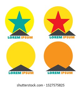 Set of flat vektor star, sun, moon, earth and mountain for logo. Logo design. Simple logo. 
