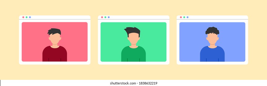 set of flat video call illustrations