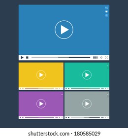 Set Of Flat Video Player For Web And Mobile Apps