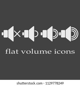 Set of flat volume icons isolated on dark background. Vector illustration.