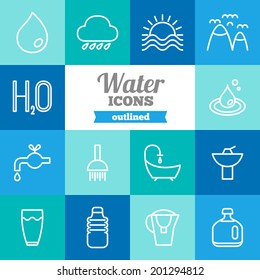 Set of flat water icons 