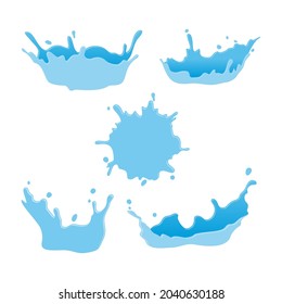 set of flat water splash design, water splash collection template vector