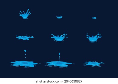 conjunto de diseño de salpicaduras de agua plana, plantilla de recogida de salpicaduras de agua vector