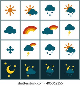 set of flat weather icons for web and mobile