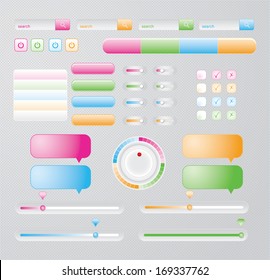 Set of flat web design elements, buttons, progress bar, navigation bar