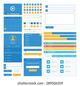 Set of flat web elements and buttons for web design and mobile apps