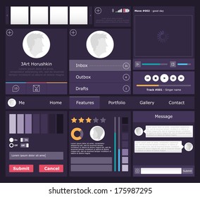 Set of flat web elements, icons and buttons for mobile app and web design