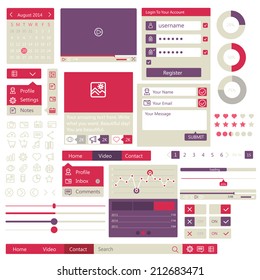 Set of flat web elements, icons and buttons for mobile app and web design