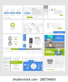 Set of flat website template elements for business company with concept icons and banners