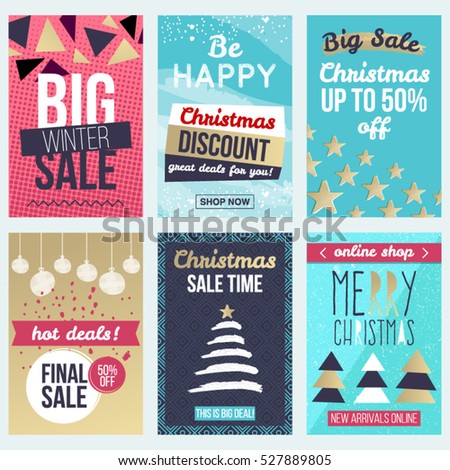 set of flat winter holidays and christmas banners for sale shopping discounts and greeting cards - Discount Greeting Cards set of flat winter holidays and christmas banners for sale shopping discounts and greeting cards - Discount Greeting Cards