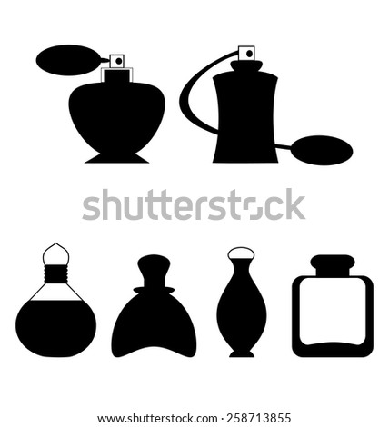 Set of flat woman perfume isolated on white background