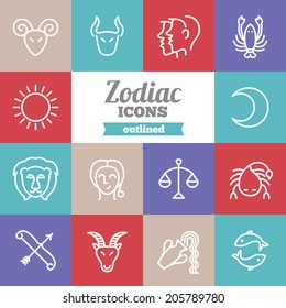 Set of flat zodiac icons 