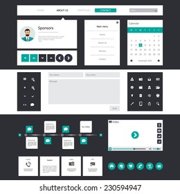 Set of Flat/Ui Web Design, elements, buttons, icons. Templates for website. 