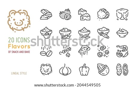 set of flavors icons for snack and bake. Lineal style vector illustration.