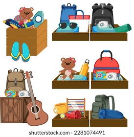 Set of flea market and shop element illustration