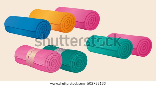 Set Fleece Blankets Comforter Duvet Gymnastic Stock Vector