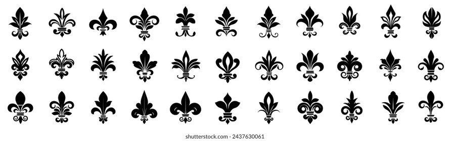 Set of Fleurs-de-lis icons. Vector illustration.