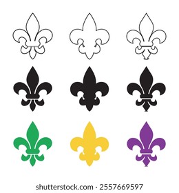 Set of Fleurs-de-lis icons. Vector illustration