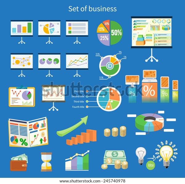 Set Flip Chart Drawing Business Charts Stock Vector (Royalty Free ...