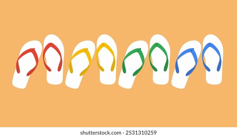 Conjunto de sandálias flip flop ícone design vetor plana ilustração.