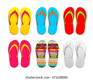 Set of flip flops icon design. Vector illustration graphic. Isolated on white background