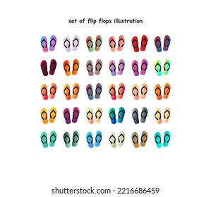 set of flip flops illustrations. gradient flip flops