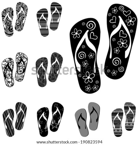 Set Flip Flops Isolated On White Stock Vector (Royalty Free) 190823594