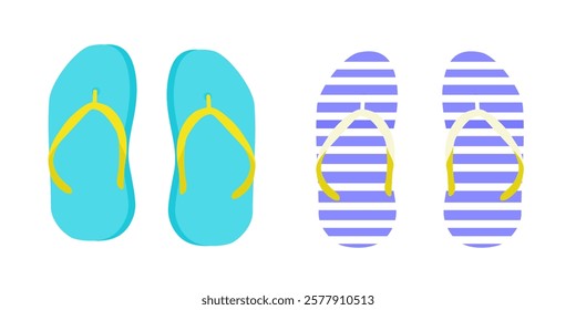 Set of flip flops isolated, sandals, flat design.