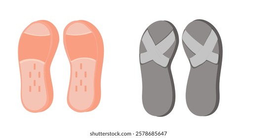 Set of flip flops isolated, sandals, flat design.