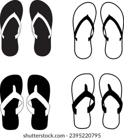 Set of Flip flops vector icons in isolated background