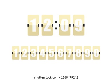 set, flipped scoreboard numbers in flat style, vector