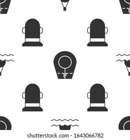 Set Floating buoy on the sea, Diving hood and Buoy on seamless pattern. Vector