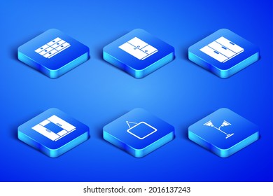 Set Floor lamp, Chest of drawers, Mirror, Wardrobe,  and  icon. Vector