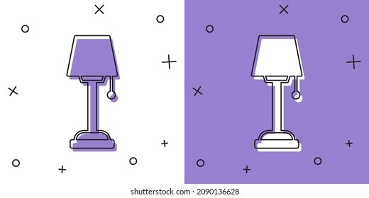 Set Floor lamp icon isolated on white and purple background.  Vector