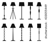 Set of floor lamp silhouettes, vector illustration