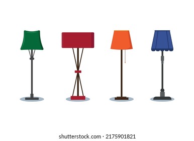 Conjunto de lámparas de suelo de diseño diferente.