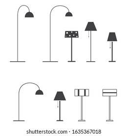 Set of floor lamps. Vector illustration.	
